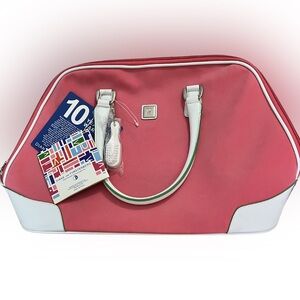 DVF Diane Von Furstenberg Travel Duffle Pink with white and green trim NWT